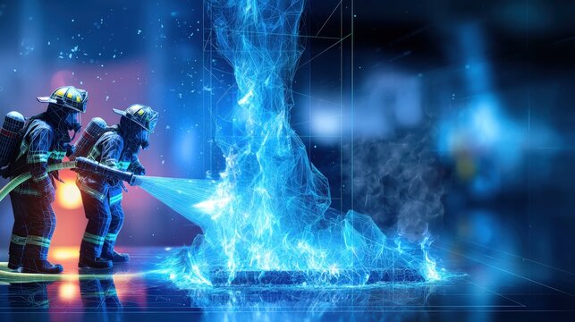 Firefighters Use Technology to Extinguish Flames in Urban Setting