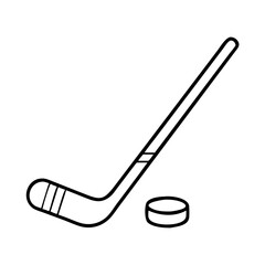 hockey stick and puck icon, hockey stick and puck line art - simple line art of hockey stick and puck, perfect for hockey stick and puck logos and icons