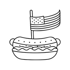 hot dog with american flag toothpick icon