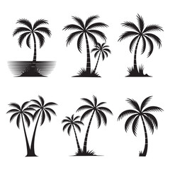 Palm tree, Palm Tree Silhouette Design Vector, 