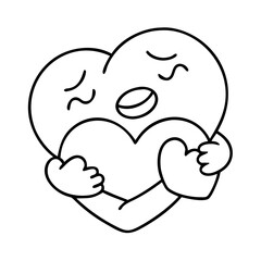 hugging heart icon, hugging heart line art - simple line art of hugging heart, perfect for hugging heart logos and icons