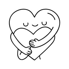 hugging heart icon, hugging heart line art - simple line art of hugging heart, perfect for hugging heart logos and icons