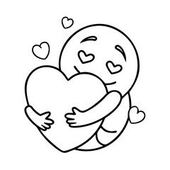 Fototapeta premium hugging heart icon, hugging heart line art - simple line art of hugging heart, perfect for hugging heart logos and icons