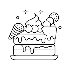 ice cream cake icon, ice cream cake line art - simple line art of ice cream cake, perfect for ice cream cake logos and icons