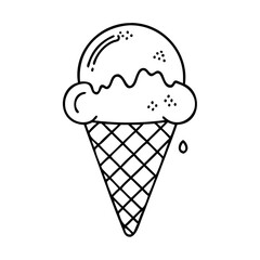 ice cream cone icon, ice cream cone line art - simple line art of ice cream cone, perfect for ice cream cone logos and icons
