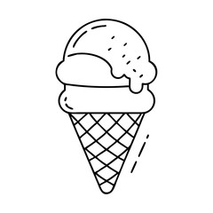 ice cream cone icon, ice cream cone line art - simple line art of ice cream cone, perfect for ice cream cone logos and icons