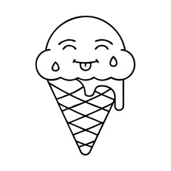 ice cream cone emoji icon, ice cream cone emoji line art - simple line art of ice cream cone emoji, perfect for ice cream cone emoji logos and icons