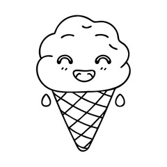 ice cream cone emoji icon, ice cream cone emoji line art - simple line art of ice cream cone emoji, perfect for ice cream cone emoji logos and icons