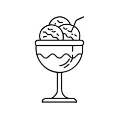 ice cream in a fancy glass icon, ice cream in a fancy glass line art - simple line art of ice cream in a fancy glass, perfect for ice cream in a fancy glass logos and icons