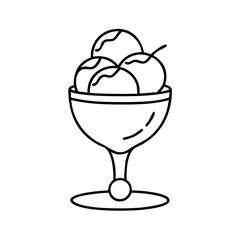 ice cream in a parfait glass icon, ice cream in a parfait glass line art - simple line art of ice cream in a parfait glass, perfect for ice cream in a parfait glass logos and icons