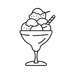 ice cream in a parfait glass icon, ice cream in a parfait glass line art - simple line art of ice cream in a parfait glass, perfect for ice cream in a parfait glass logos and icons