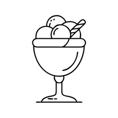 ice cream in a parfait glass icon, ice cream in a parfait glass line art - simple line art of ice cream in a parfait glass, perfect for ice cream in a parfait glass logos and icons