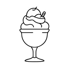 ice cream in a parfait glass icon, ice cream in a parfait glass line art - simple line art of ice cream in a parfait glass, perfect for ice cream in a parfait glass logos and icons