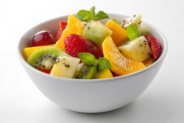 Fruit Salad with Kiwi, Strawberry, Orange and Mint