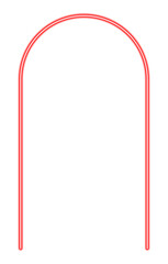 Red neon arch on transparent background. Vector illustration