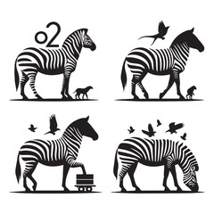 Obraz premium create zebra Silhouette with white background