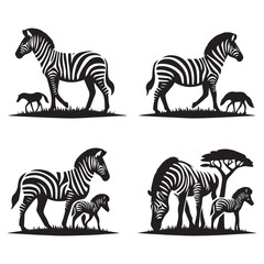 create zebra Silhouette with white background