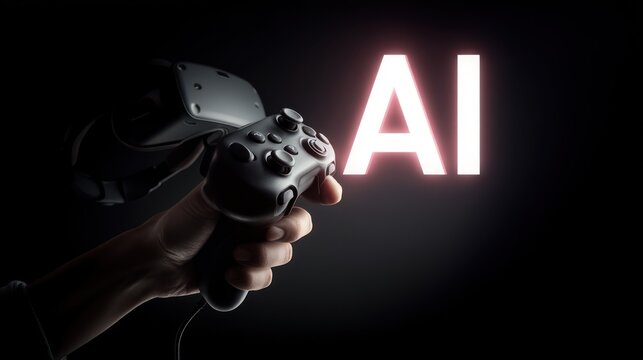 Virtual reality gaming controlled by artificial intelligence.