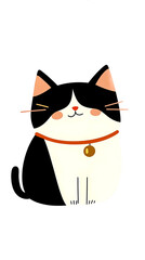 A black and white cat with a gold collar