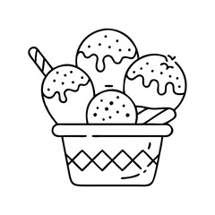 ice cream with candy toppings icon, ice cream with candy toppings line art - simple line art of ice cream with candy toppings, perfect for ice cream with candy toppings logos and icons