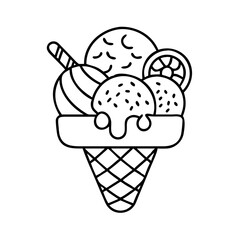 ice cream with candy toppings icon, ice cream with candy toppings line art - simple line art of ice cream with candy toppings, perfect for ice cream with candy toppings logos and icons