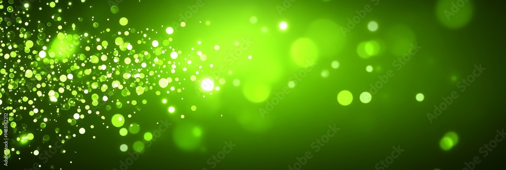 Aufkleber abstract green bokeh background. digital binary data on computer screen with light, star, and dust.