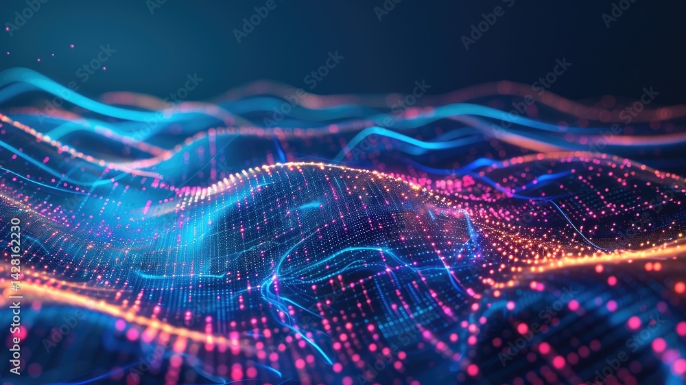Poster this vibrant abstract grid background showcases a futuristic view of technology with flowing lines a