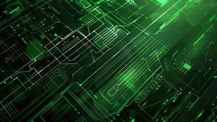 Obraz premium Abstract picture chip on green complex circuit with digital technology style design and the electric parts graphic show high tech system represent about processor algorithm process on computer. AIG53.