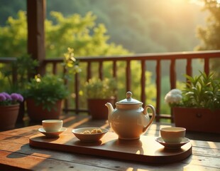Cozy Tea on Wooden Table