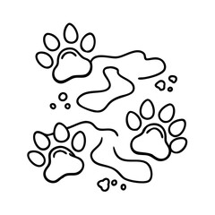 kitty footprints in mud icon, kitty footprints in mud line art - simple line art of kitty footprints in mud, perfect for kitty footprints in mud logos and icons