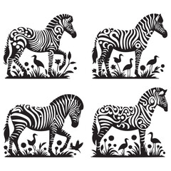 create zebra Silhouette with white background