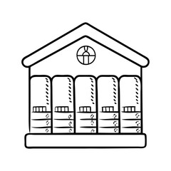 library icon, library line art - simple line art of library, perfect for library logos and icons