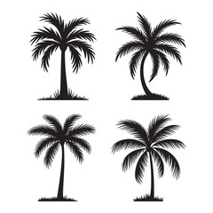 Palm tree, Palm Tree Silhouette Design Vector, 