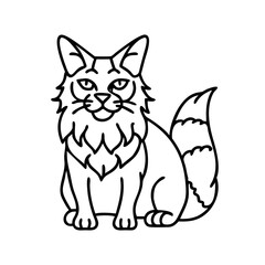 maine coon icon, maine coon line art - simple line art of maine coon, perfect for maine coon logos and icons