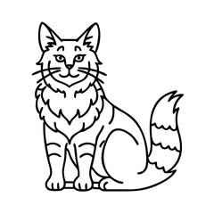 maine coon icon, maine coon line art - simple line art of maine coon, perfect for maine coon logos and icons
