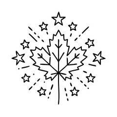 Fototapeta premium maple leaf fireworks icon, maple leaf fireworks line art - simple line art of maple leaf fireworks, perfect for maple leaf fireworks logos and icons