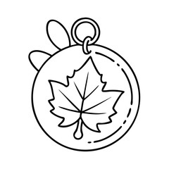 maple leaf keychain icon, maple leaf keychain line art - simple line art of maple leaf keychain, perfect for maple leaf keychain logos and icons