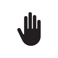 Fototapeta premium Black Silhouette of an Upright Hand with Five Extended Fingers Representing Gestures, Communication, and Symbols for Interaction, Editable Vector Illustration Isolated on a White Background
