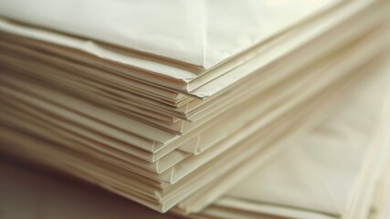 A close-up view of neatly stacked sheets of paper.