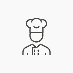 chef line icon vector. chef hat, cooking, restaurant, kitchen flat vector icon for web, mobile apps
