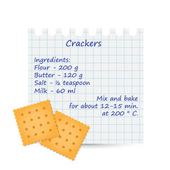 Culinary recipe crackers vector template for food packaging