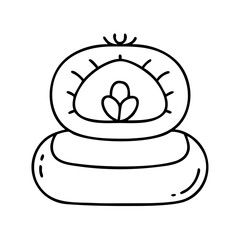 meditation cushion icon, meditation cushion line art - simple line art of meditation cushion, perfect for meditation cushion logos and icons