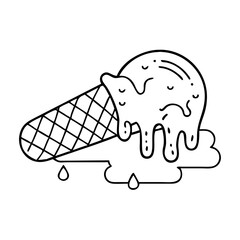 melting ice cream icon, melting ice cream line art - simple line art of melting ice cream, perfect for melting ice cream logos and icons