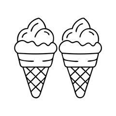mini ice cream cones icon, mini ice cream cones line art - simple line art of mini ice cream cones, perfect for mini ice cream cones logos and icons