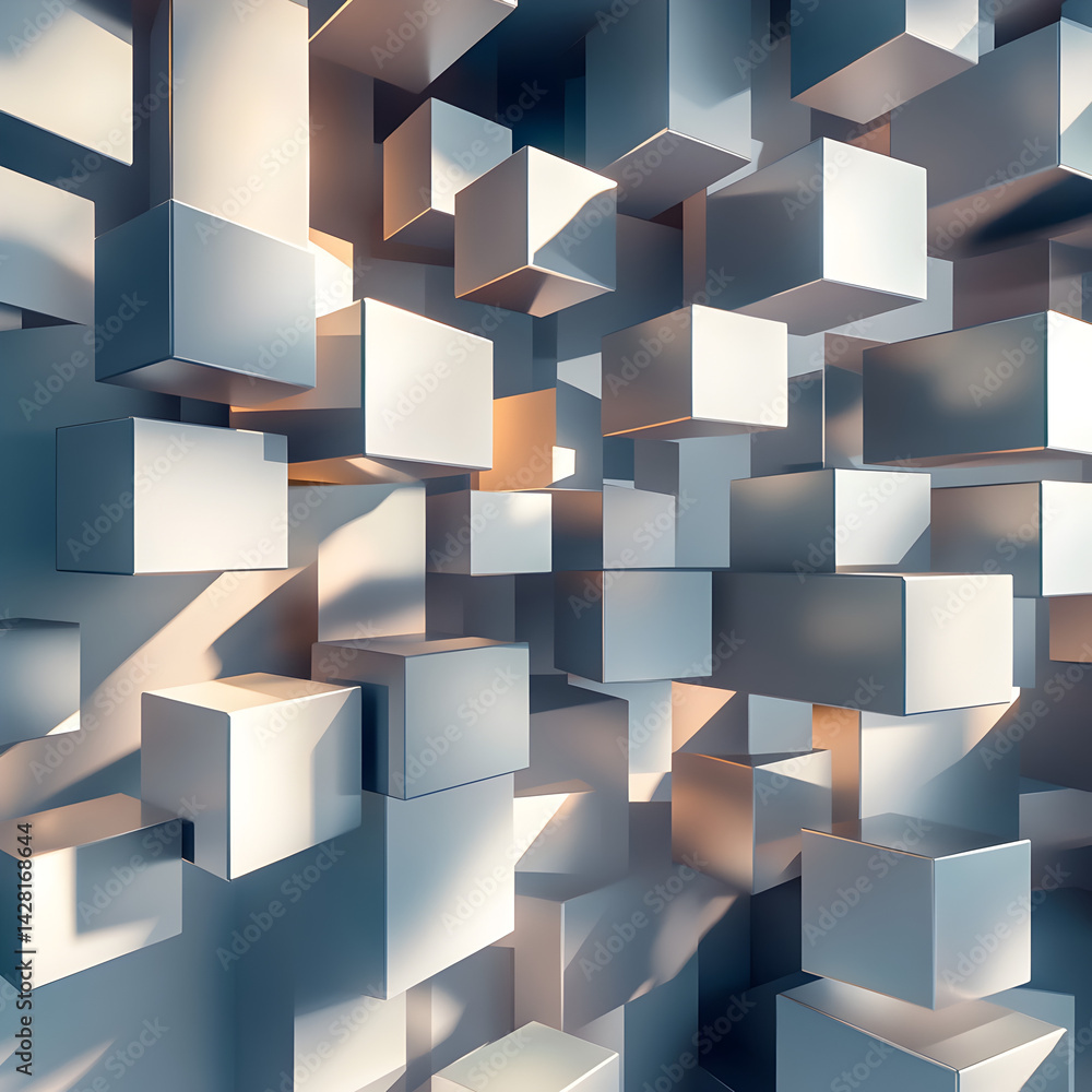 Poster abstract architectural cubes: an artistic display of geometric cubes, showcasing modern architectura