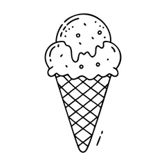 mint chocolate chip cone icon, mint chocolate chip cone line art - simple line art of mint chocolate chip cone, perfect for mint chocolate chip cone logos and icons