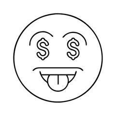 money mouth face icon, money mouth face line art - simple line art of money mouth face, perfect for money mouth face logos and icons