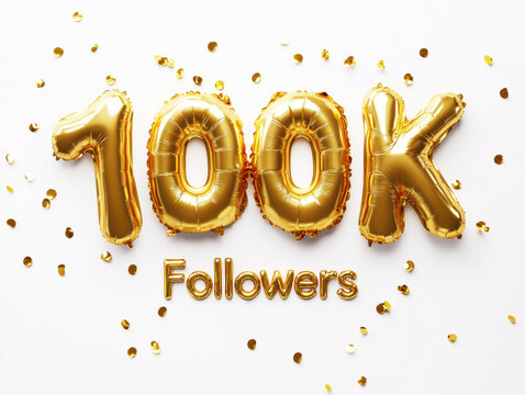 Celebration of gaining 100,000 followers on social media platform