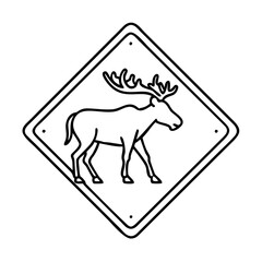 moose crossing sign icon, moose crossing sign line art - simple line art of moose crossing sign, perfect for moose crossing sign logos and icons