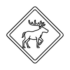 moose crossing sign icon, moose crossing sign line art - simple line art of moose crossing sign, perfect for moose crossing sign logos and icons